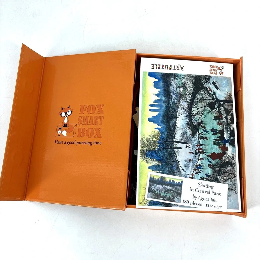 Fox Smart Box Premium Wood Jigsaw Puzzle Whimsies Skating in Central Park 180 PC